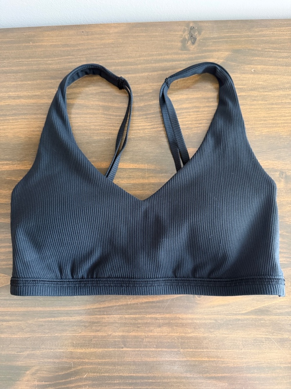 Everyday Ribbed V-Neck Bralette - Black